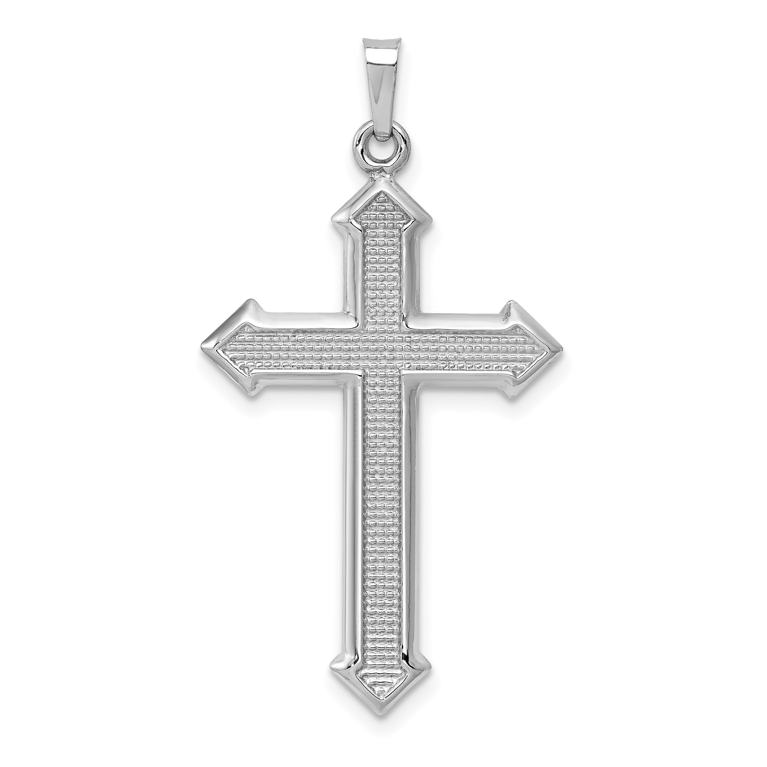 14k White Gold Polished and Textured Cross Pendant Main image