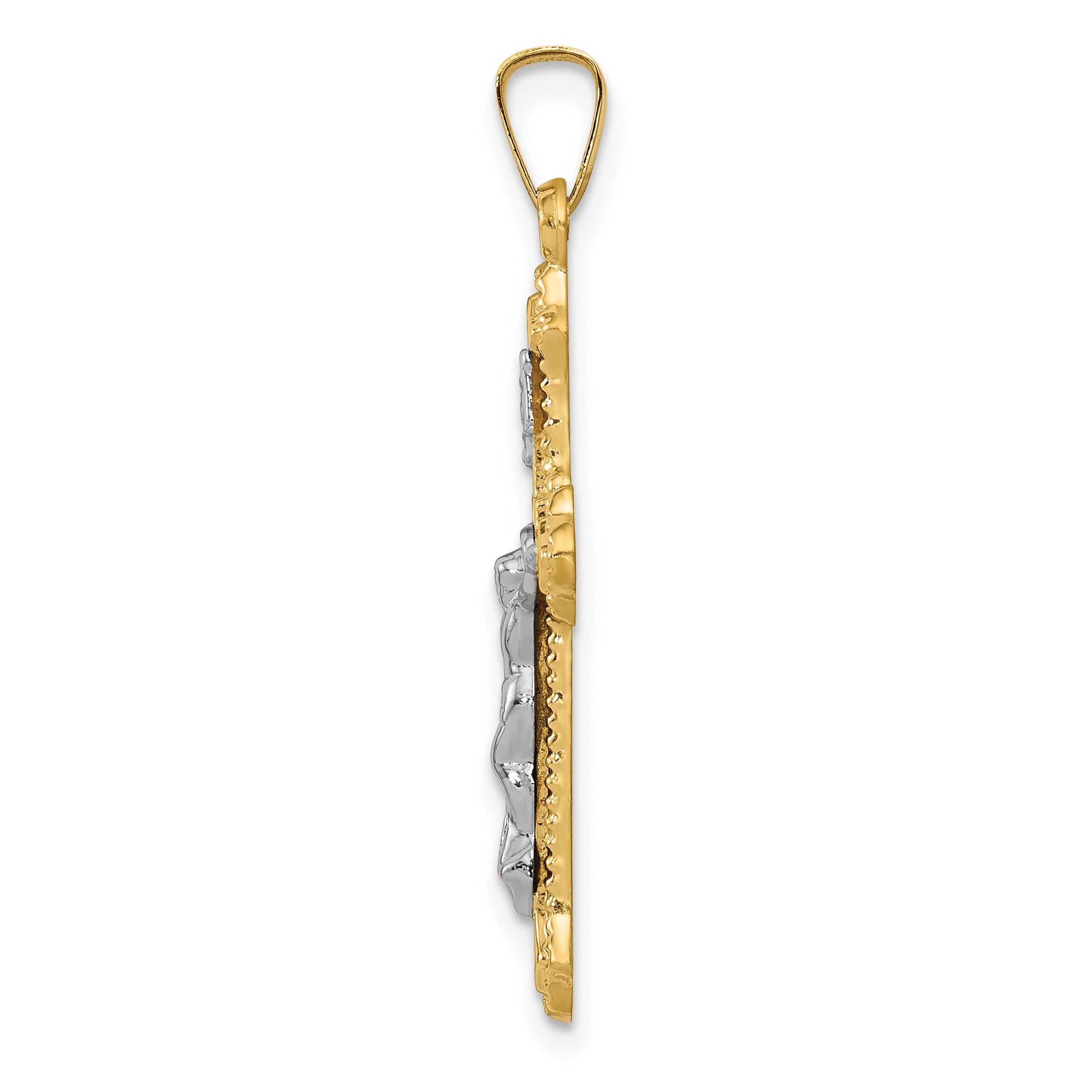 14K Two-tone Polished INRI Crucifix Pendant Secondary image