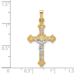 14K Two-tone Polished INRI Crucifix Pendant