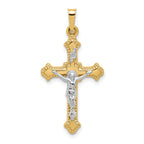 14k Two-tone Polished INRI Crucifix Pendant