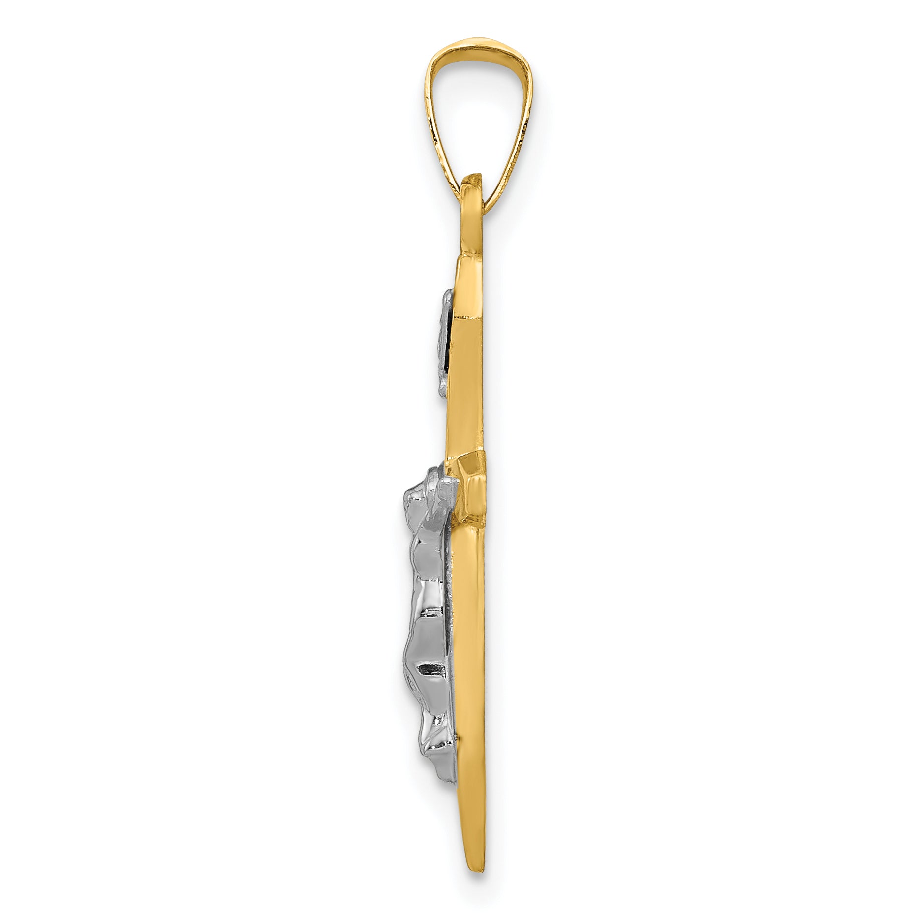 14K Two-tone Polished INRI Crucifix Pendant Secondary image