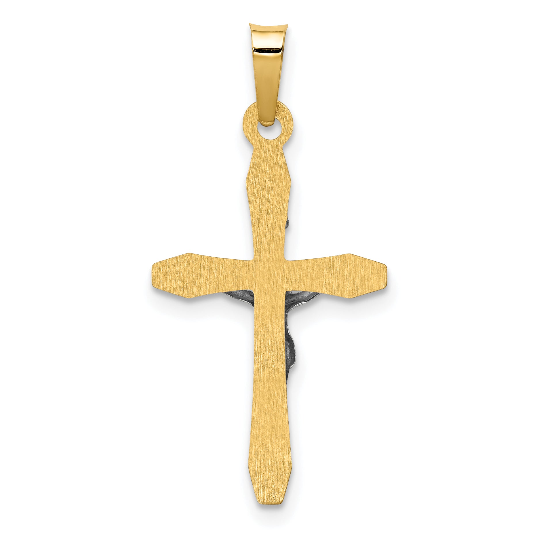 14K Two-tone Polished INRI Crucifix Pendant