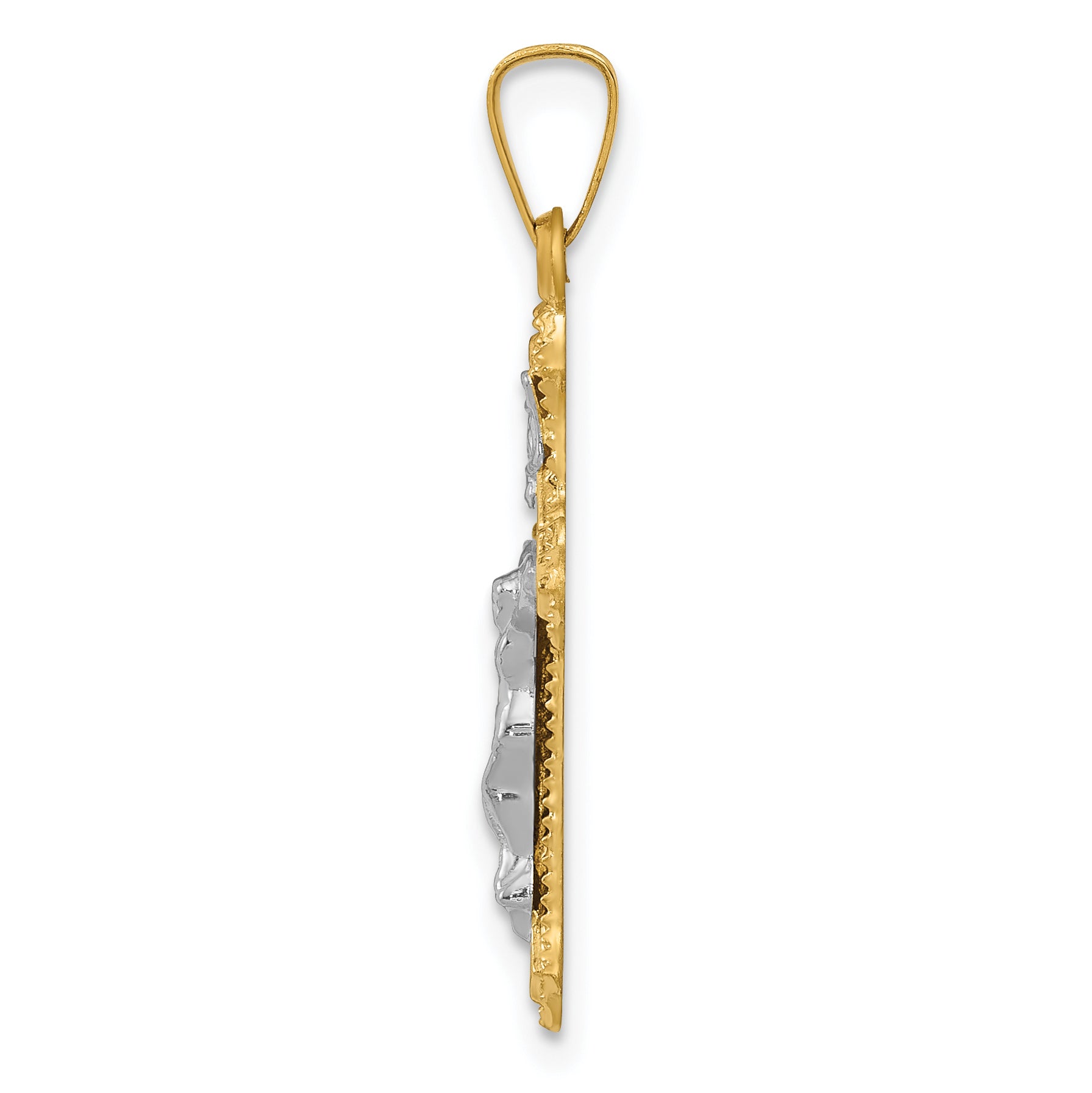 14K Two-tone Polished INRI Crucifix Pendant Secondary image