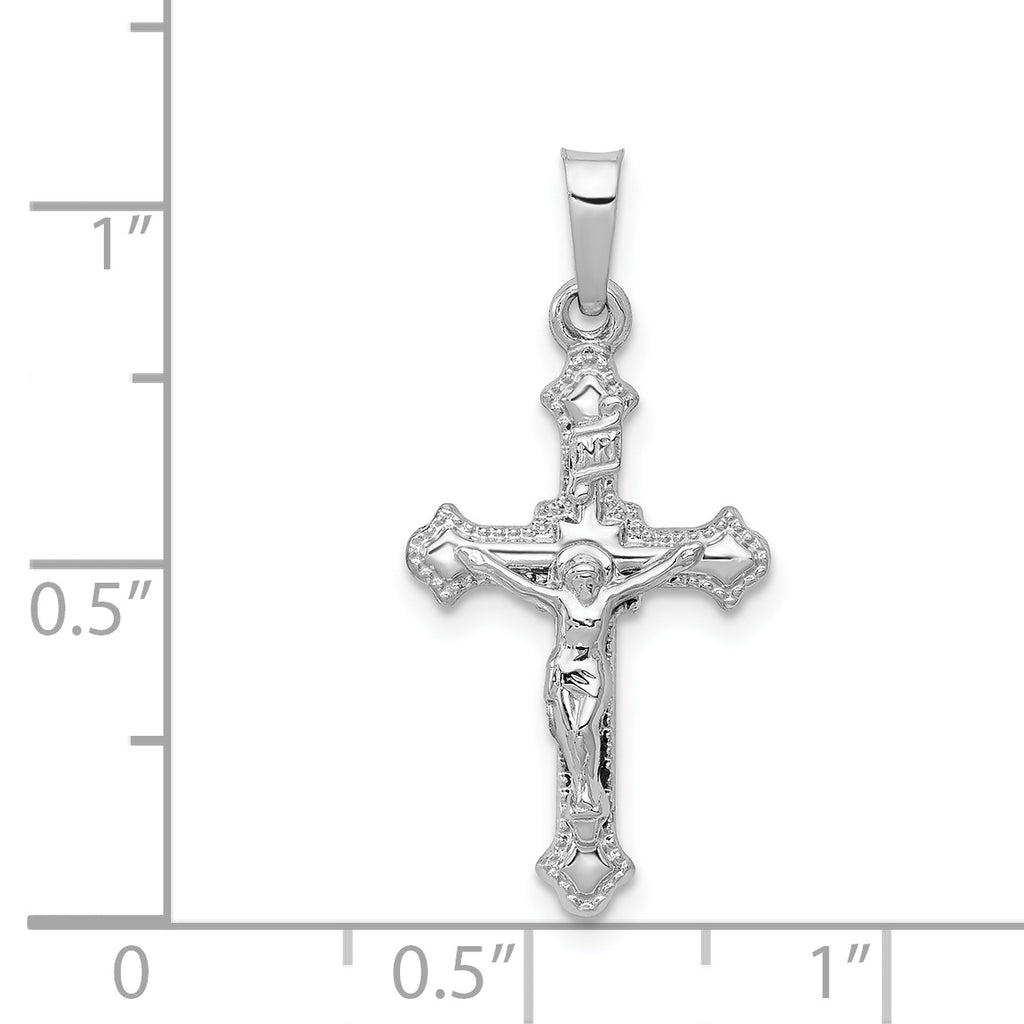 14K White Gold Polished INRI Crucifix Pendant