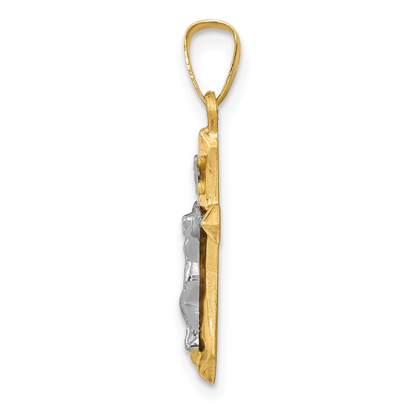 14K Two-tone Polished INRI Crucifix Pendant Secondary image