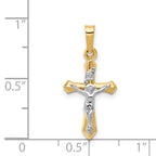 14K Two-tone Polished INRI Crucifix Pendant