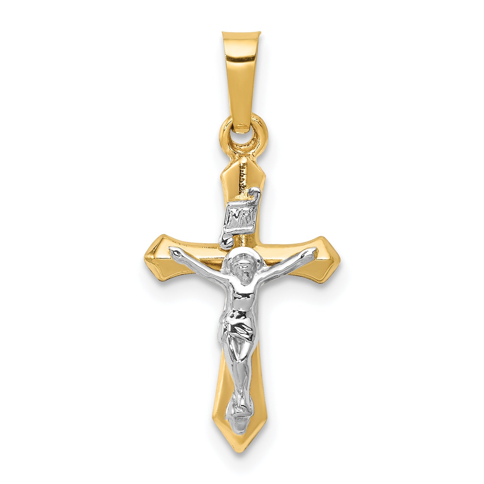 14k Two-tone Polished INRI Crucifix Pendant Main image