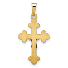 14K Two-tone Polished Budded INRI Crucifix Pendant