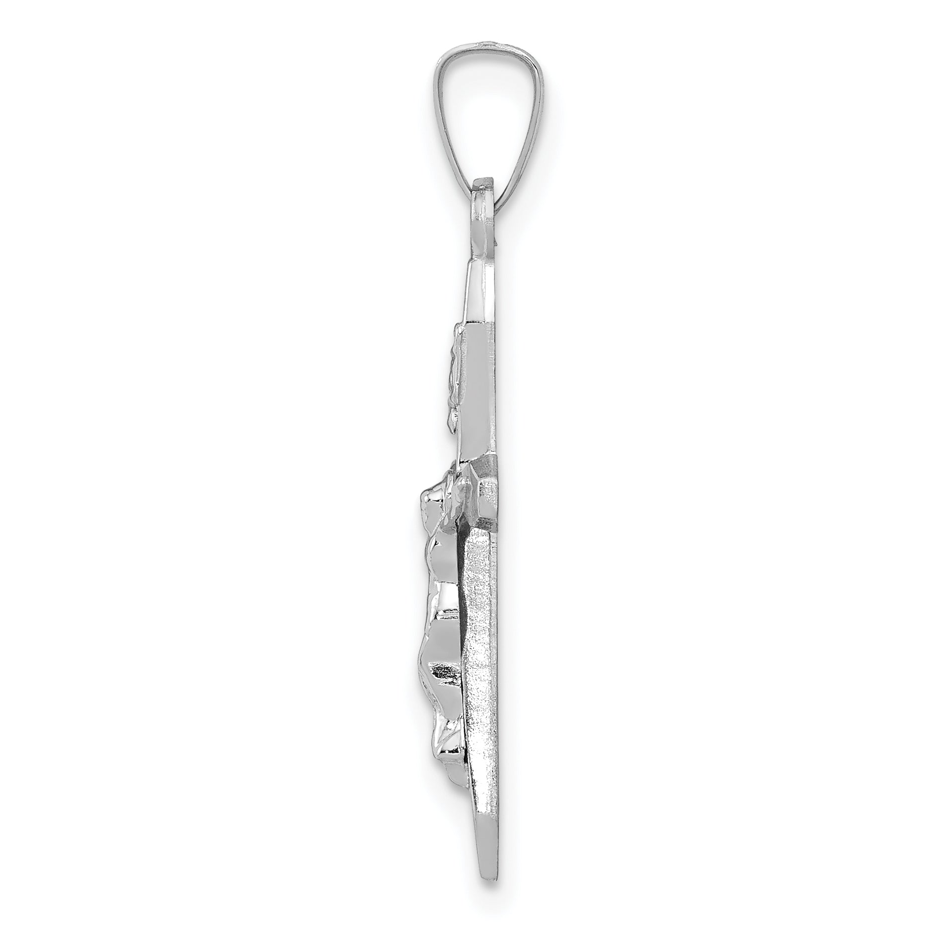 14K White Gold Polished INRI Crucifix Pendant Secondary image