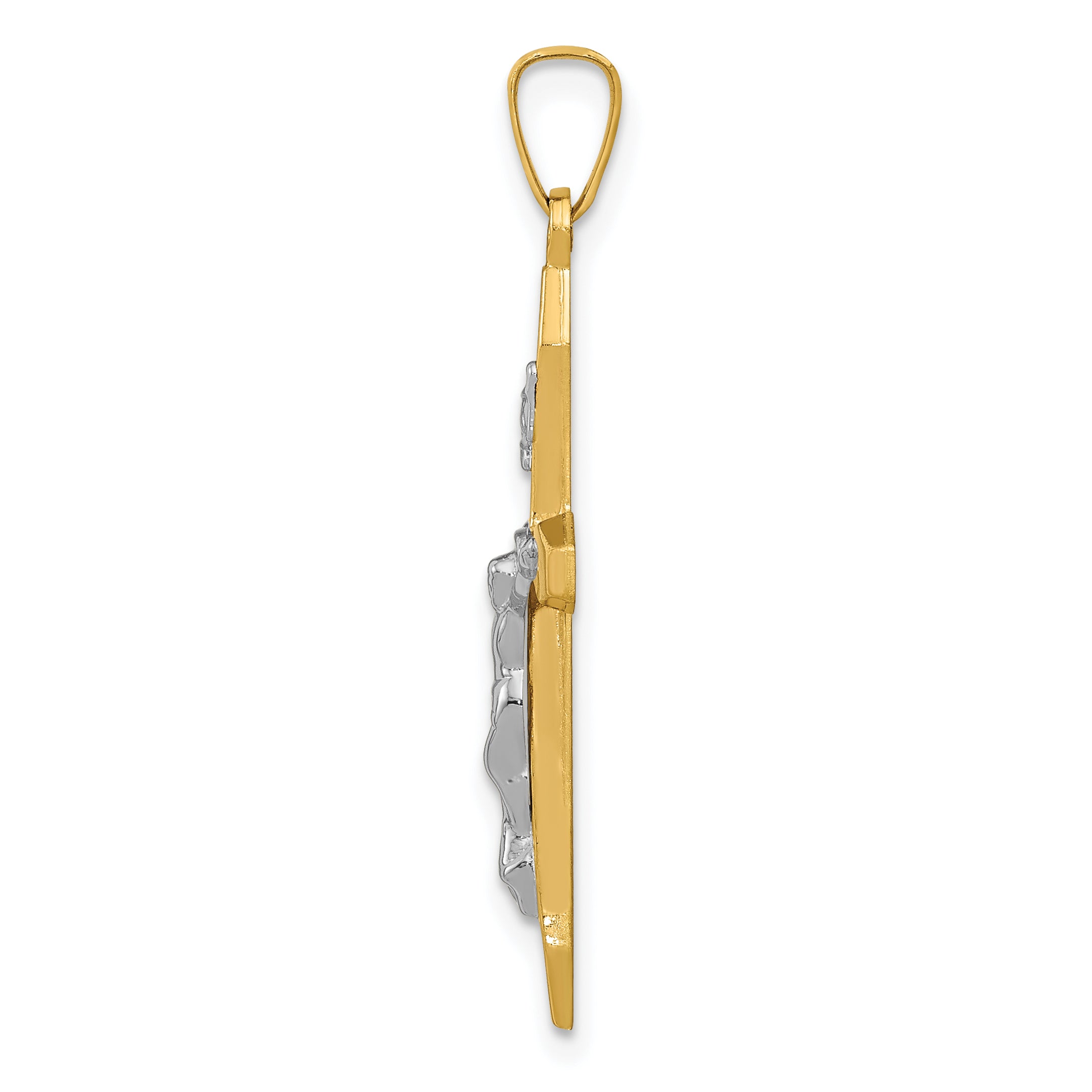 14K Two-tone Polished INRI Crucifix Pendant Secondary image