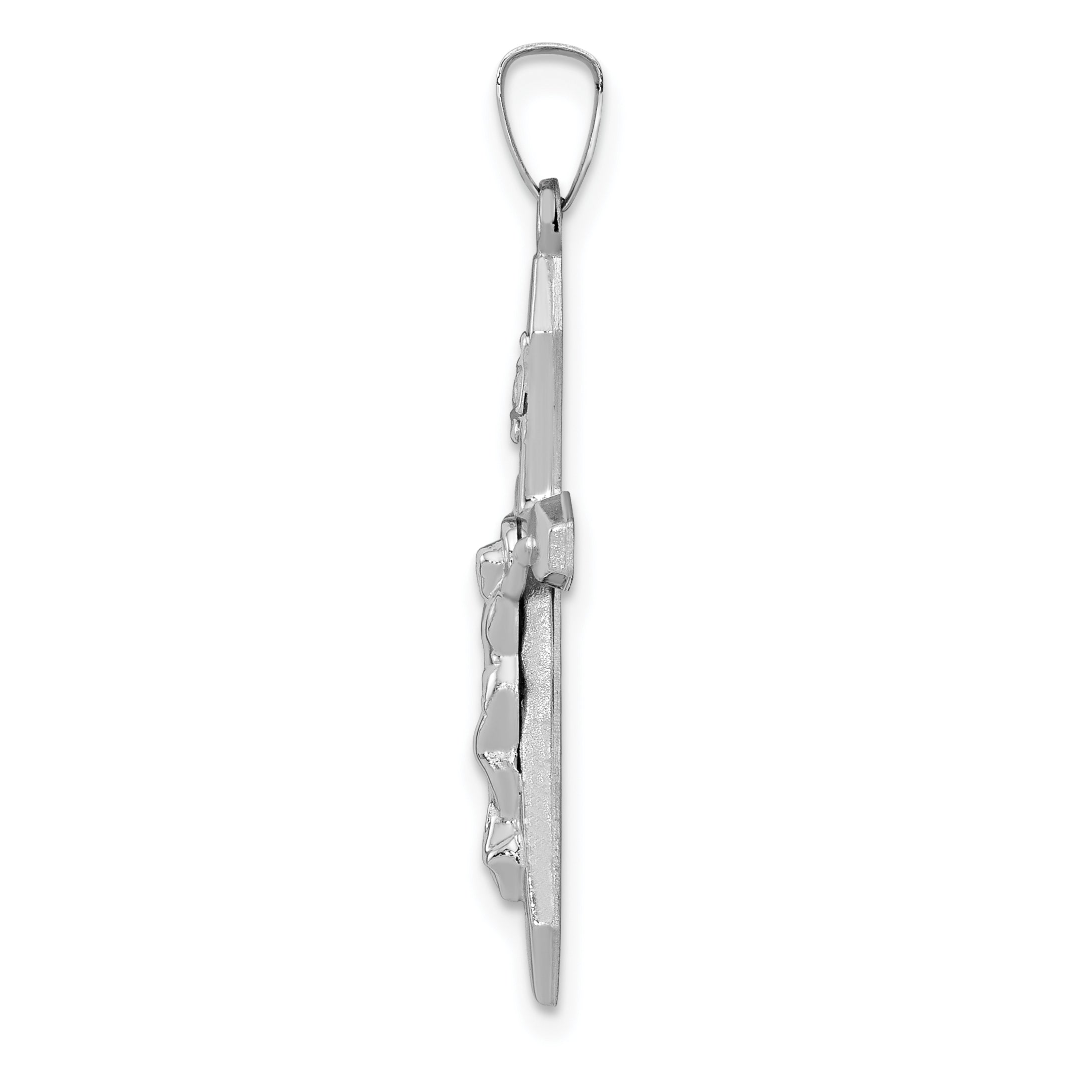 14K White Gold Polished INRI Crucifix Pendant Secondary image