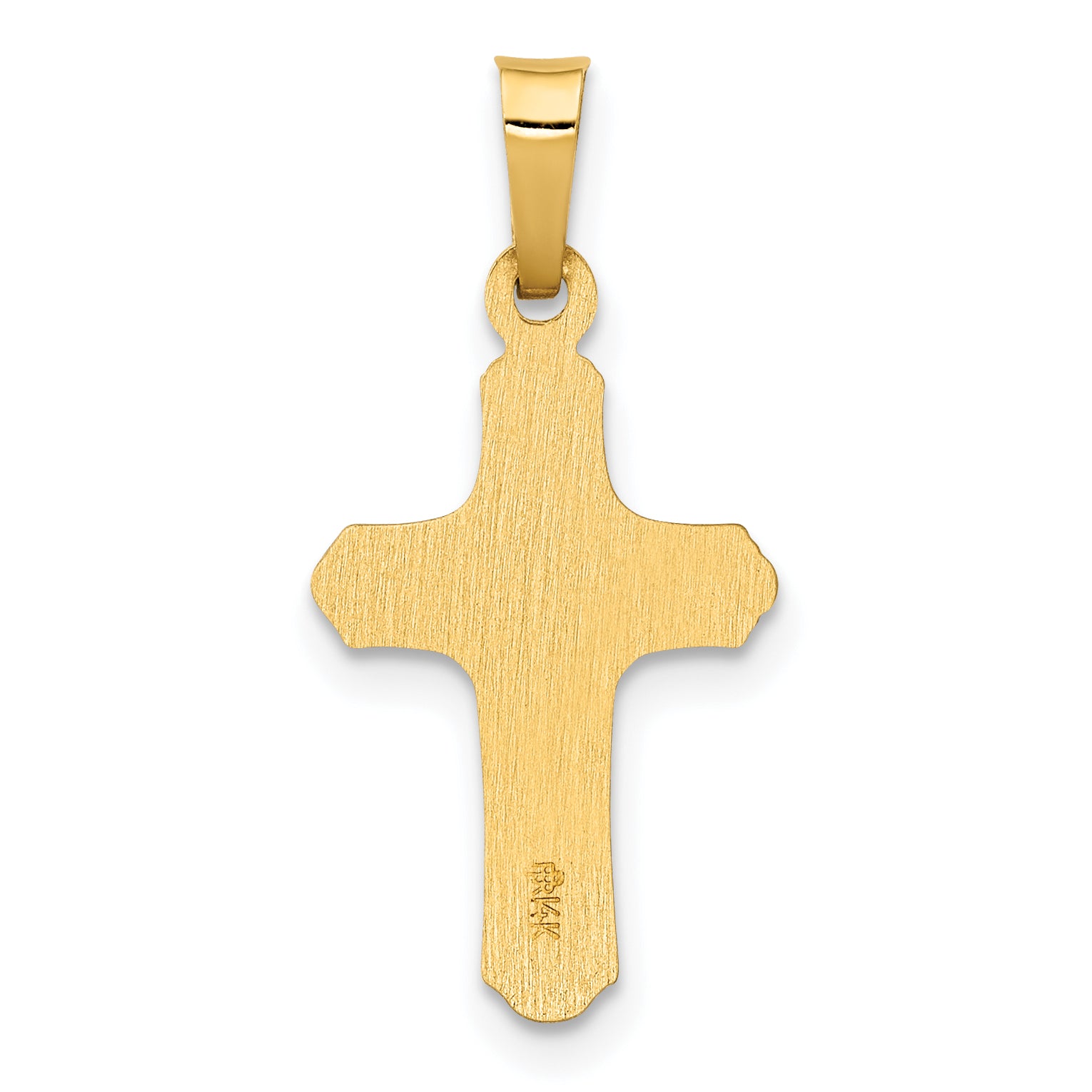 14K Two-tone Polished and Textured INRI Crucifix Pendant