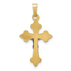 14K Two-tone Polished Fleur de Lis INRI Crucifix Pendant