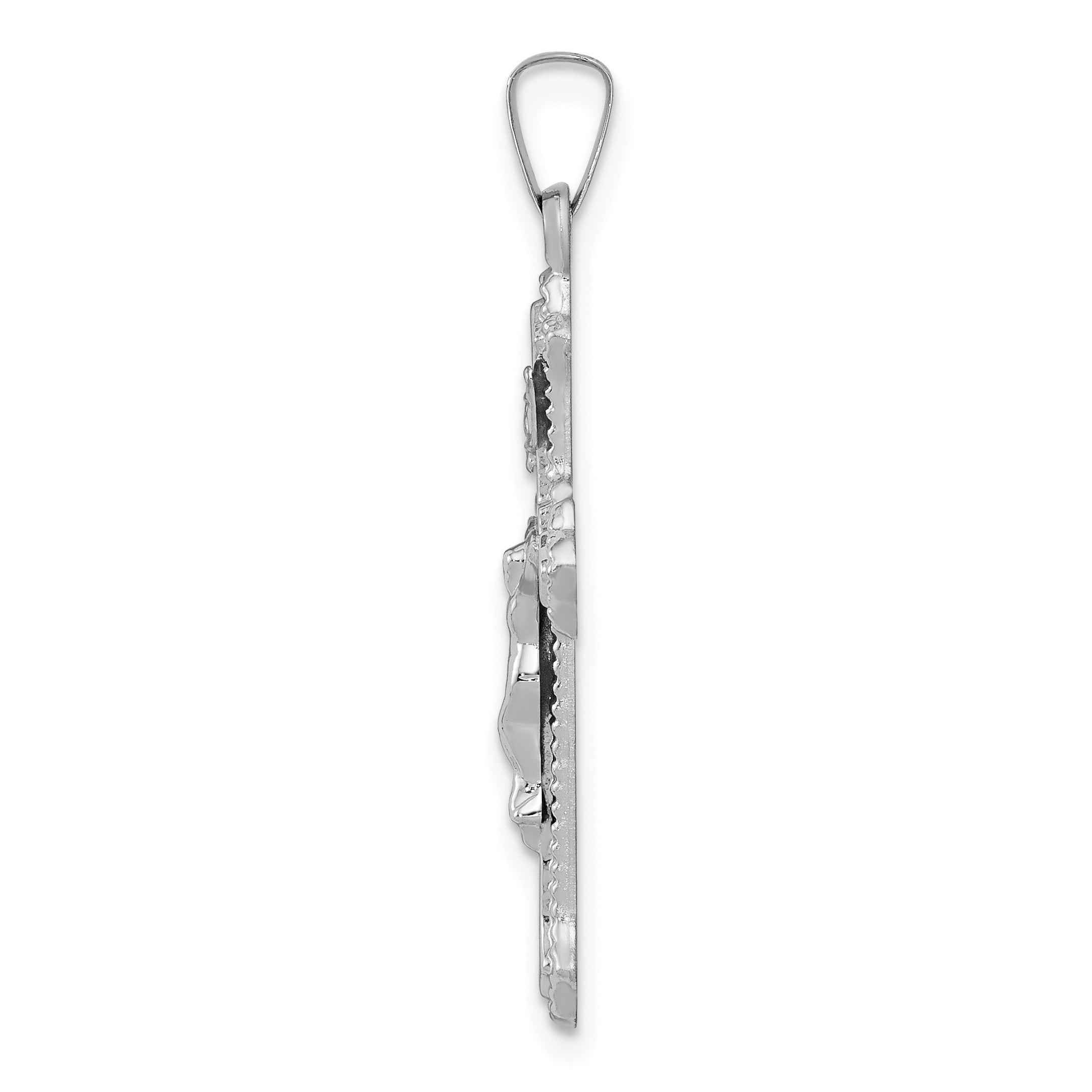 14K White Gold Polished INRI Crucifix Pendant Secondary image