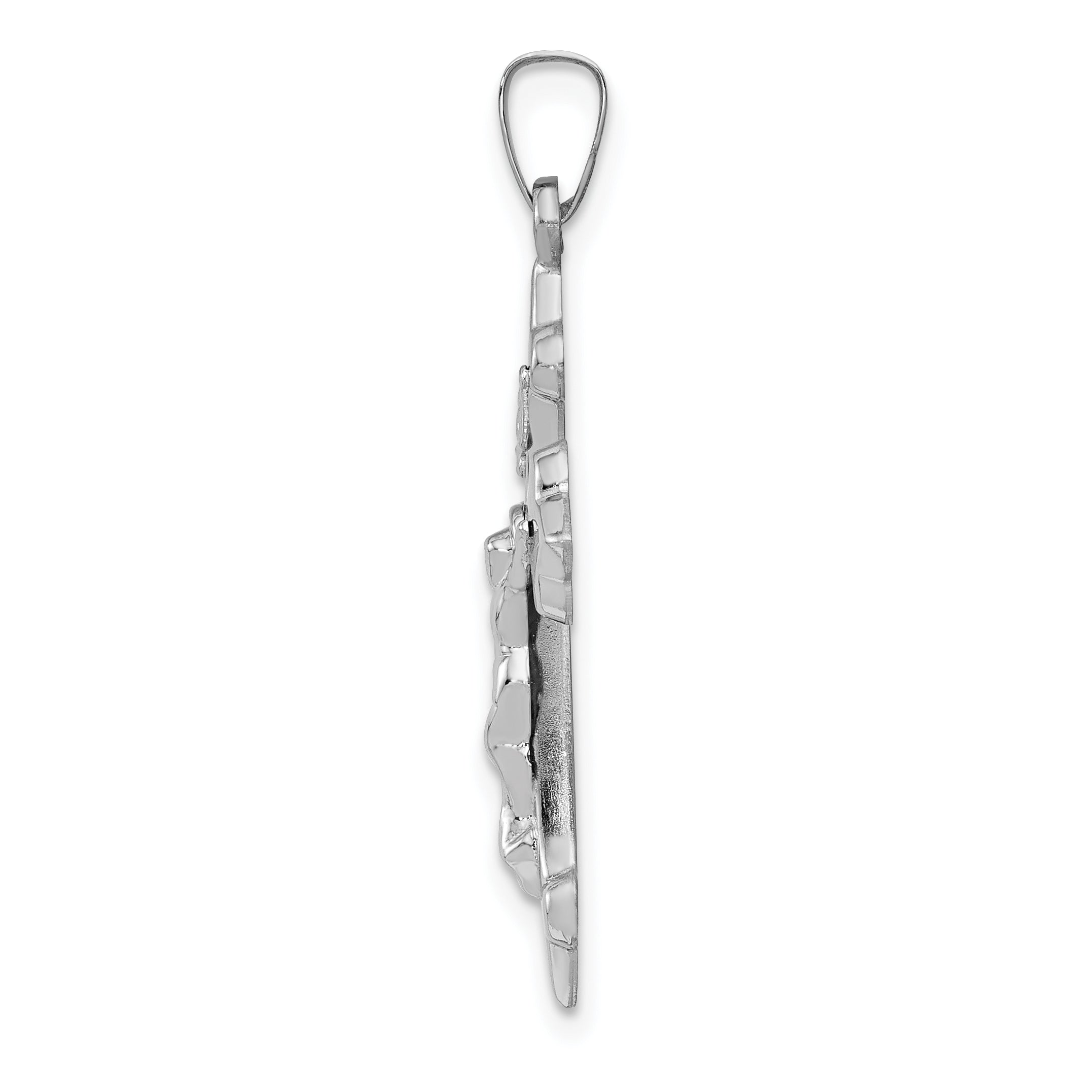 14K White Gold Polished Fleur de Lis Crucifix Pendant Secondary image