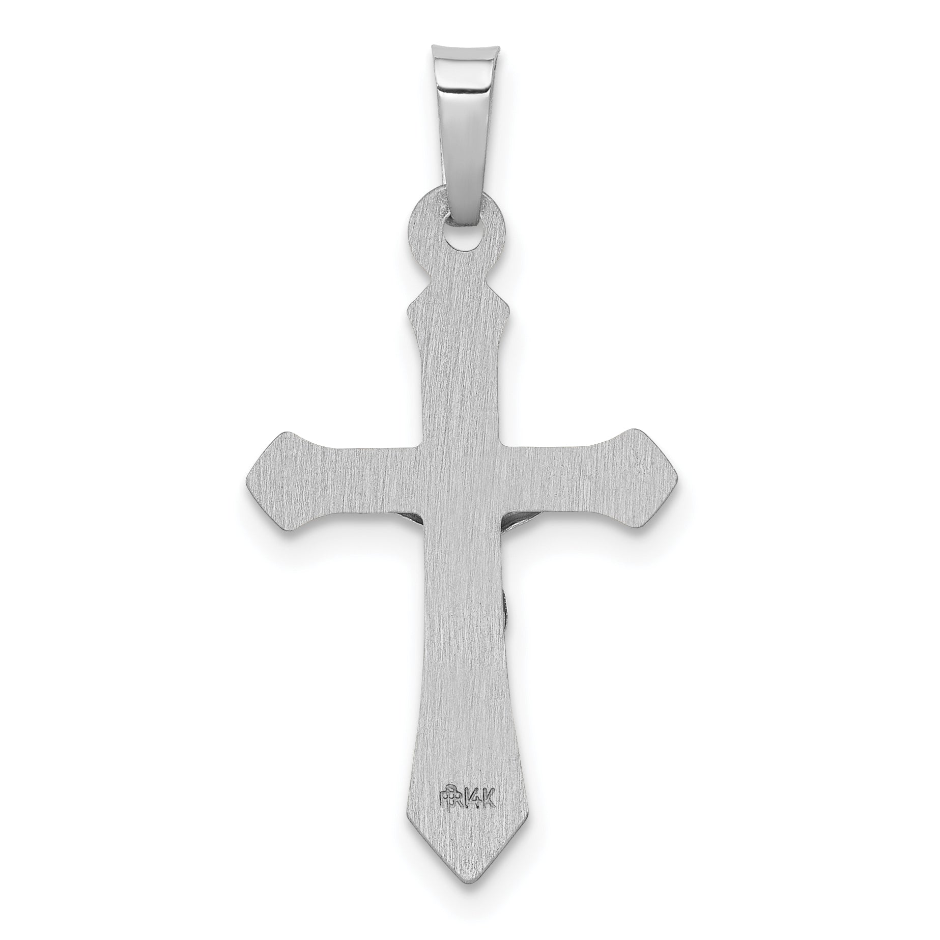 14K White Gold Polished INRI Crucifix Pendant