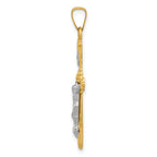 14K Rhodium-plated Polished INRI Crucifix Pendant
