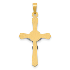14K Rhodium-plated Polished INRI Crucifix Pendant