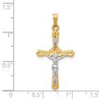 14K Rhodium-plated Polished INRI Crucifix Pendant