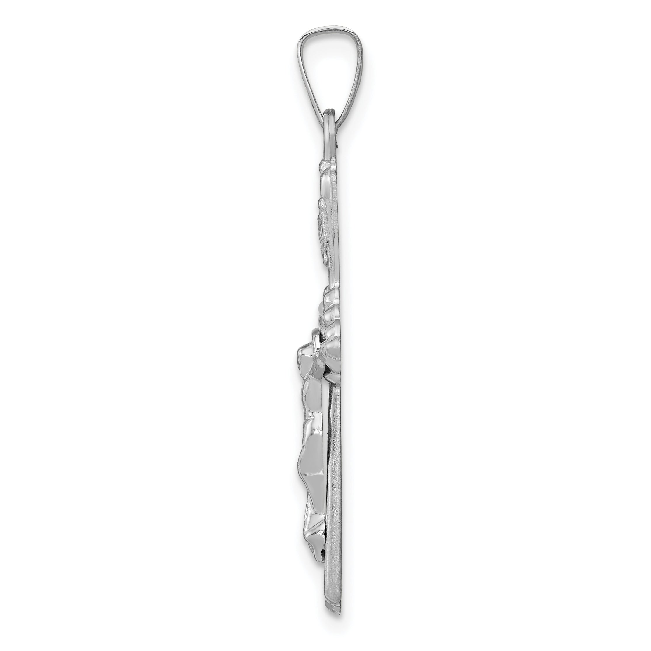14K White Gold Polished INRI Crucifix Pendant Secondary image