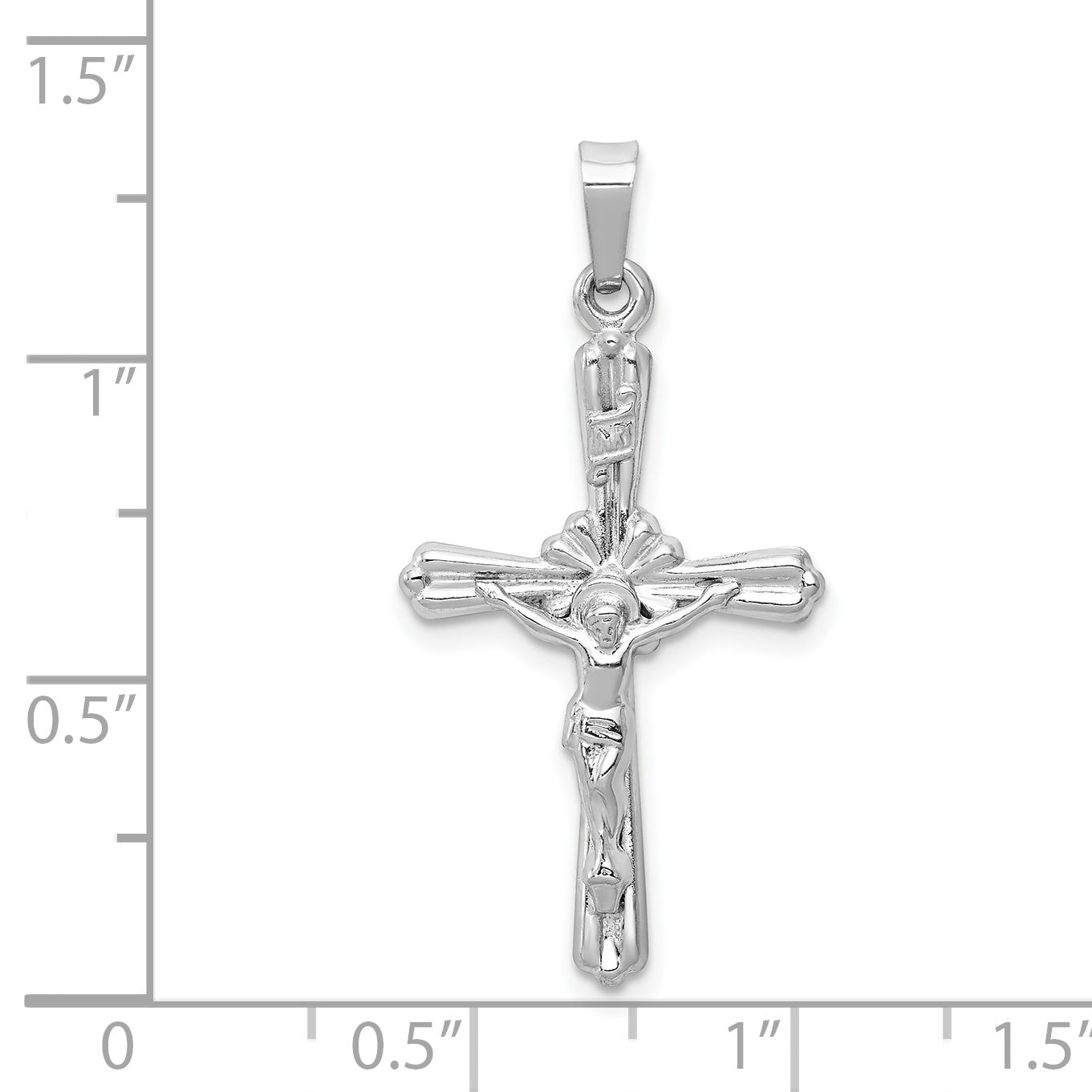 14K White Gold Polished INRI Crucifix Pendant