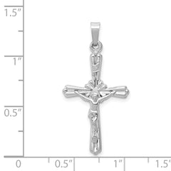 14K White Gold Polished INRI Crucifix Pendant