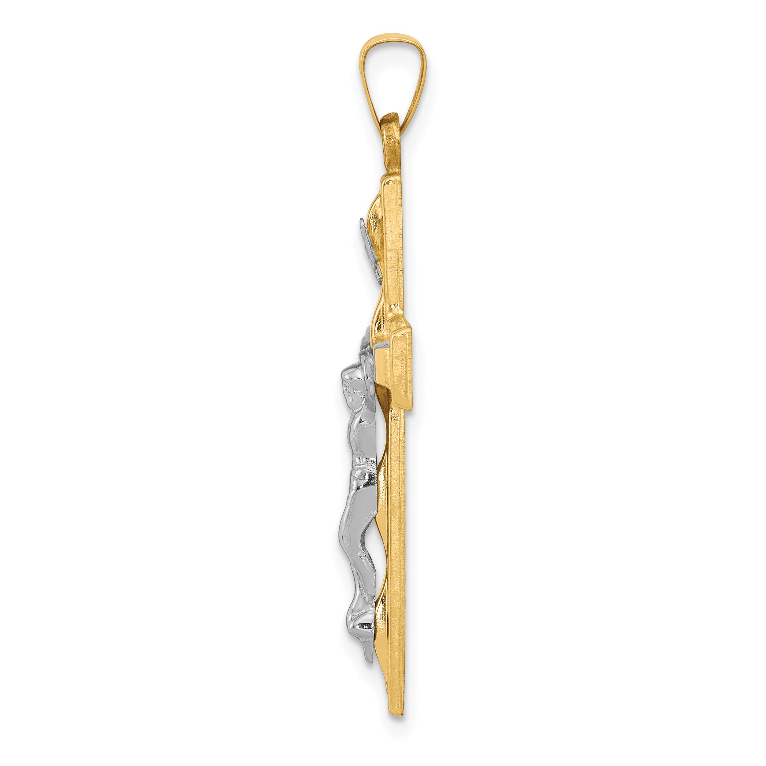 14K Two-tone Polished INRI Crucifix Pendant Secondary image