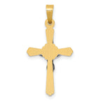 14K Two-tone Flower Center INRI Crucifix Pendant
