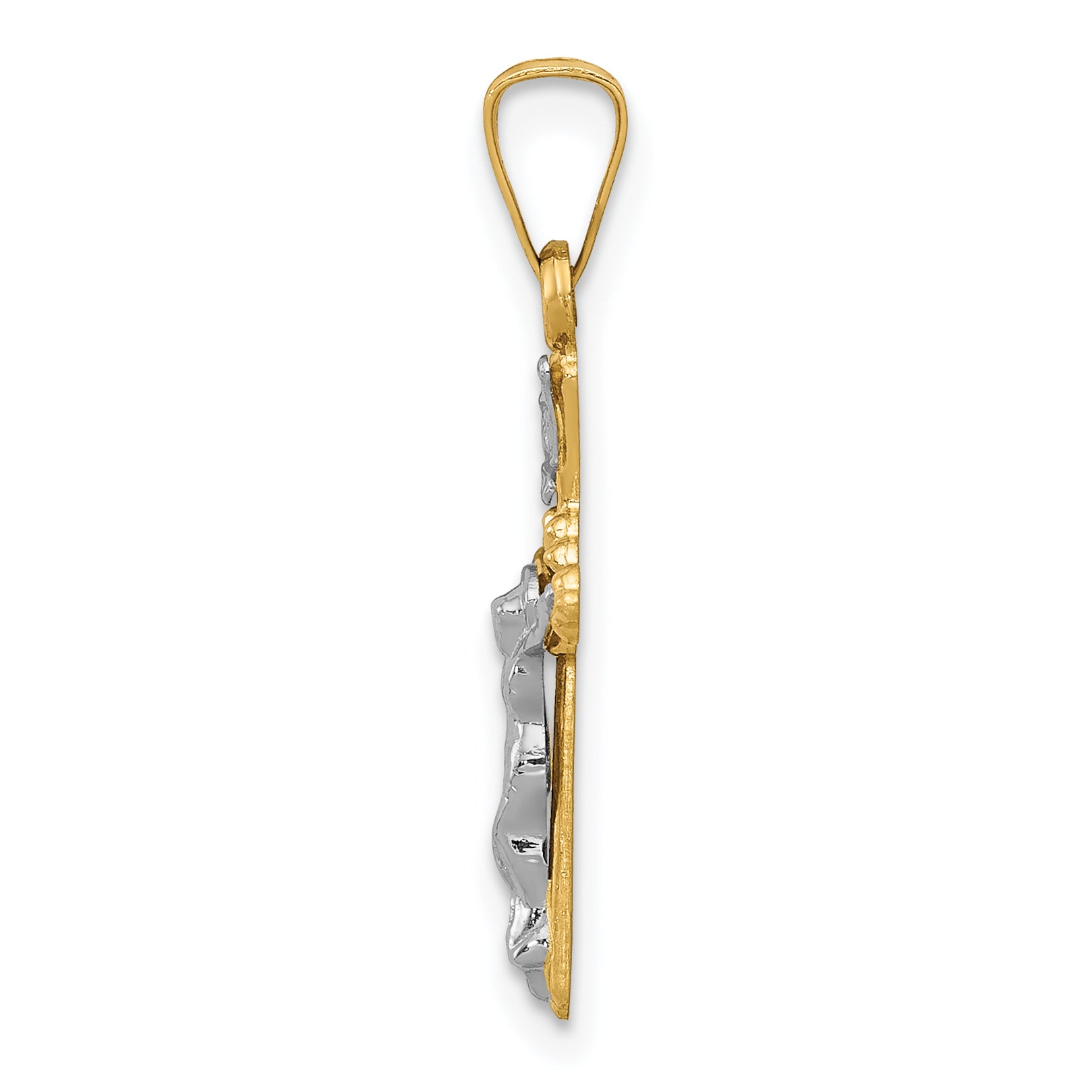14K Two-tone Polished INRI Crucifix Pendant Secondary image