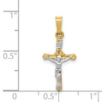 14K Two-tone Polished INRI Crucifix Pendant