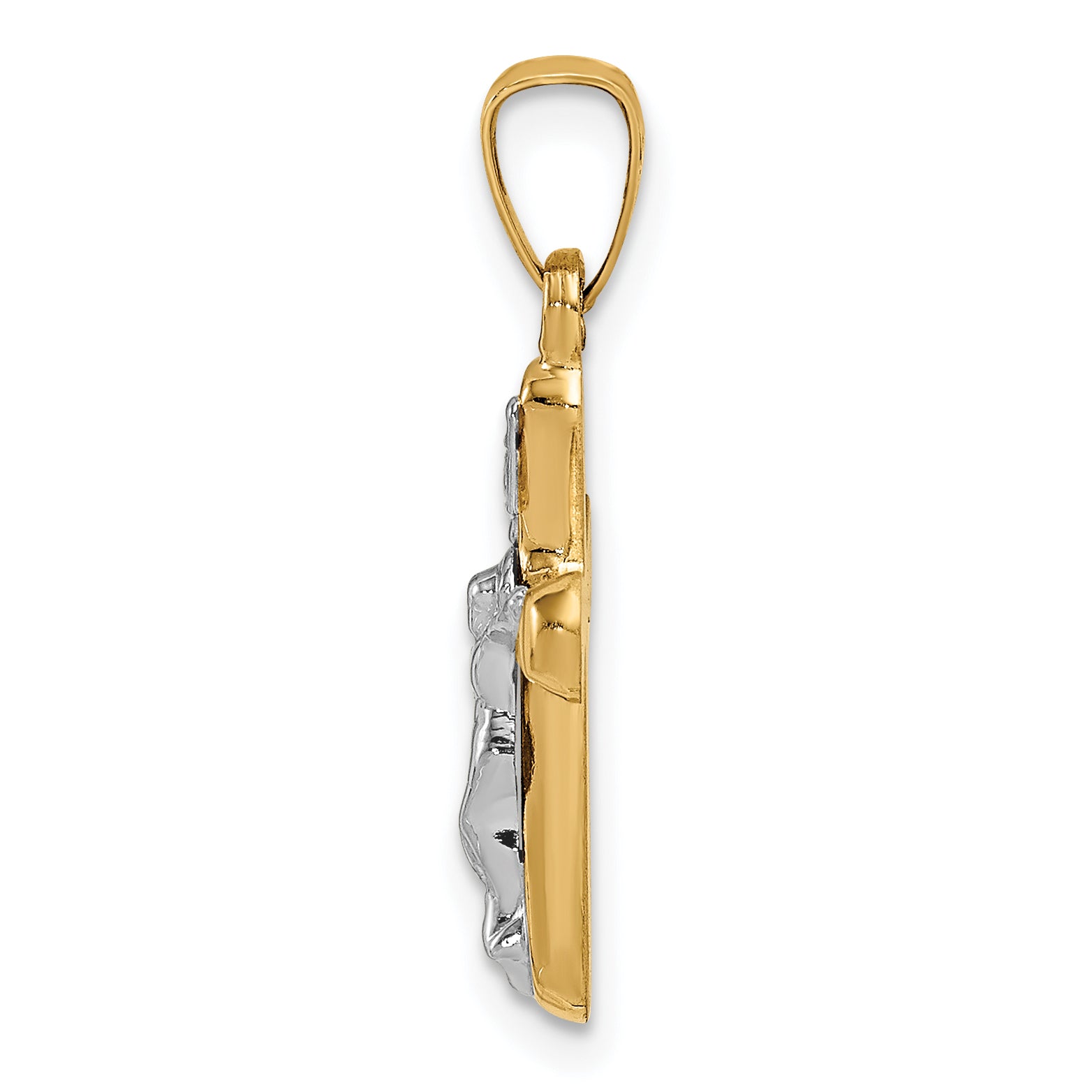 14K Polished INRI Rounded Crucifix Pendant