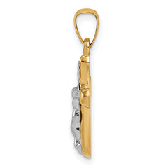 14K Polished INRI Rounded Crucifix Pendant