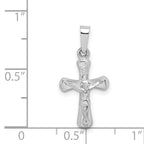 14K White Gold Polished INRI Rounded Crucifix Pendant