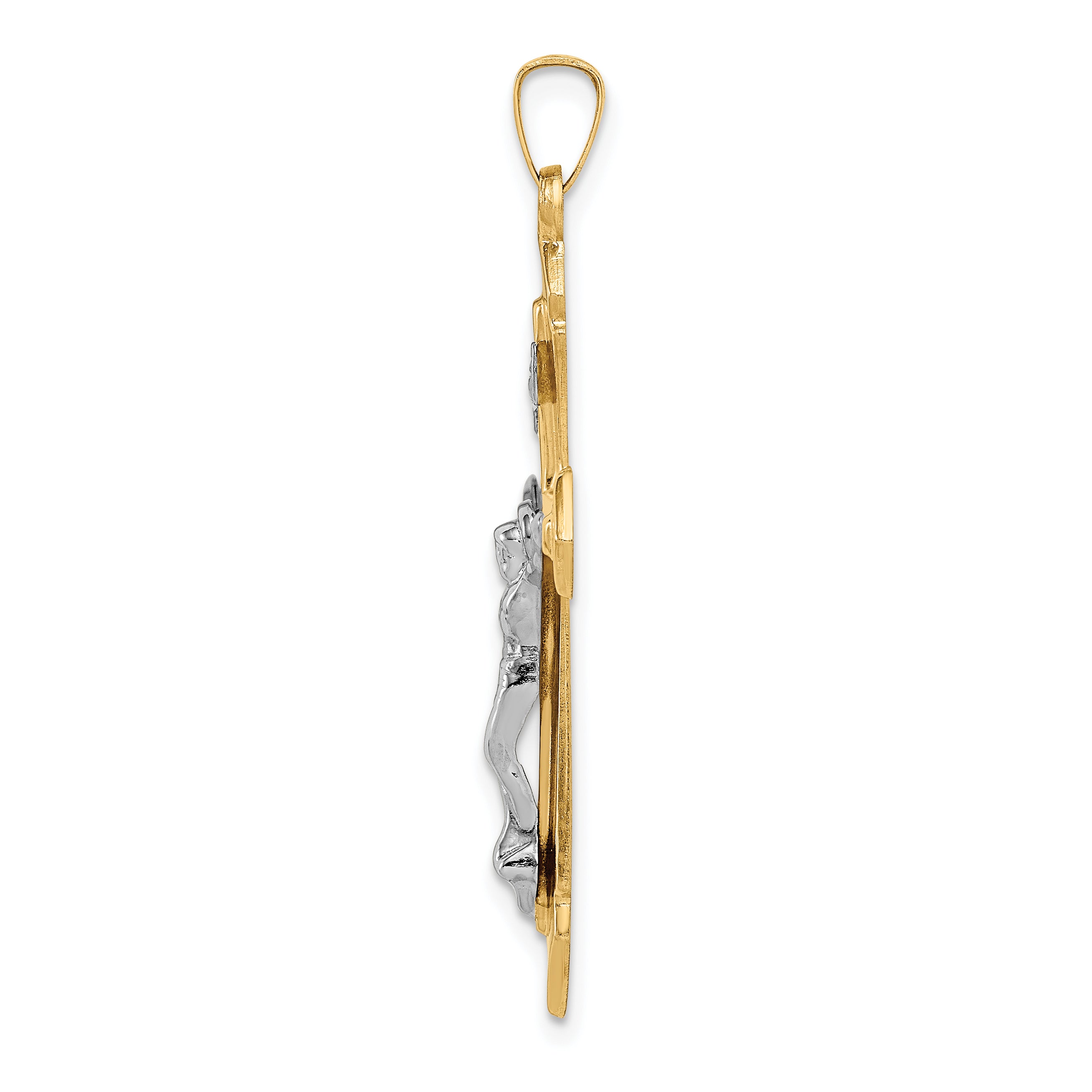 14K Two-tone Polished INRI Crucifix Pendant Secondary image