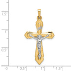 14K Two-tone Polished INRI Crucifix Pendant