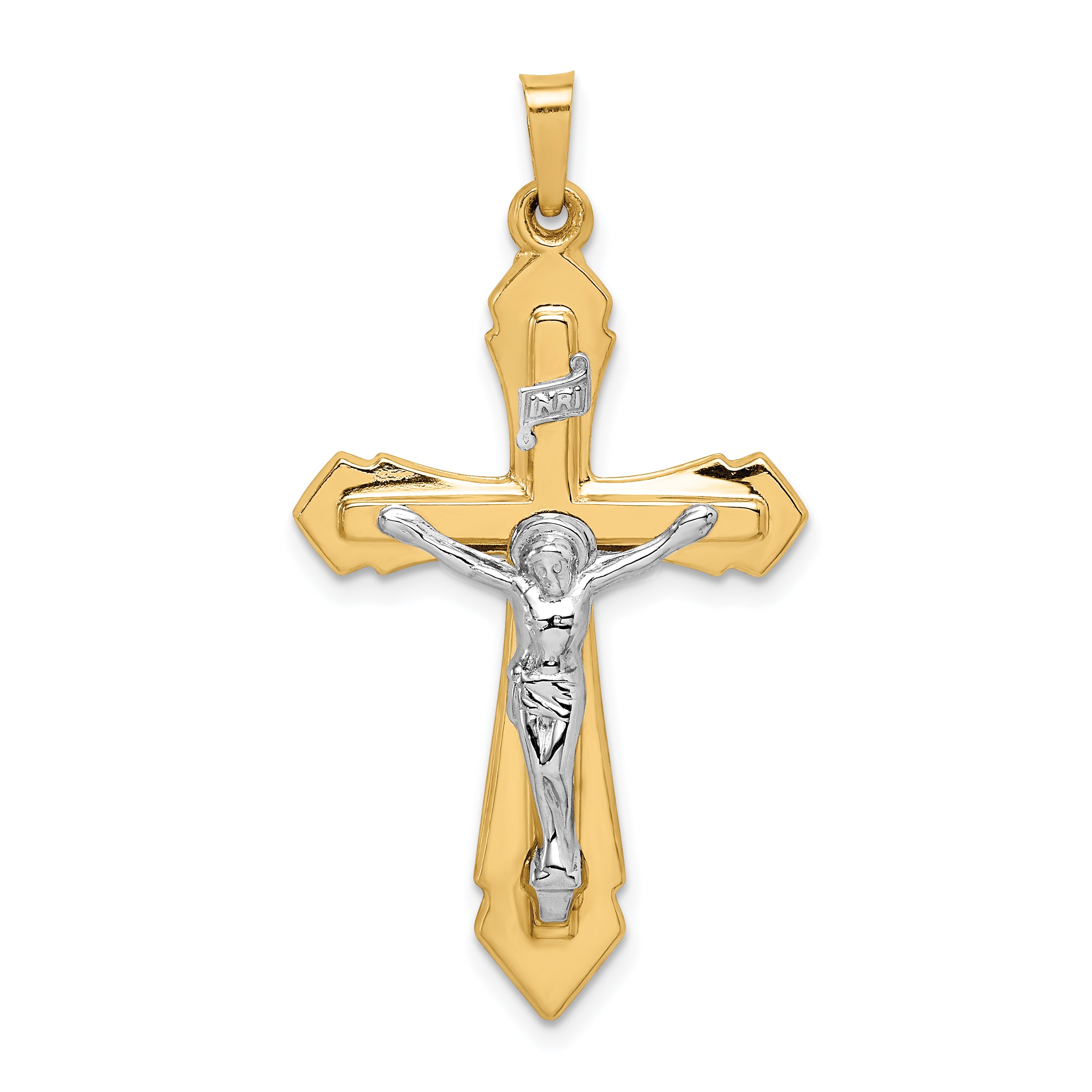 14k Two-tone Polished INRI Crucifix Pendant Main image