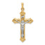14k Two-tone Polished and Textured INRI Crucifix Pendant