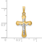 14K Two-tone Polished Rounded Cross Pendant