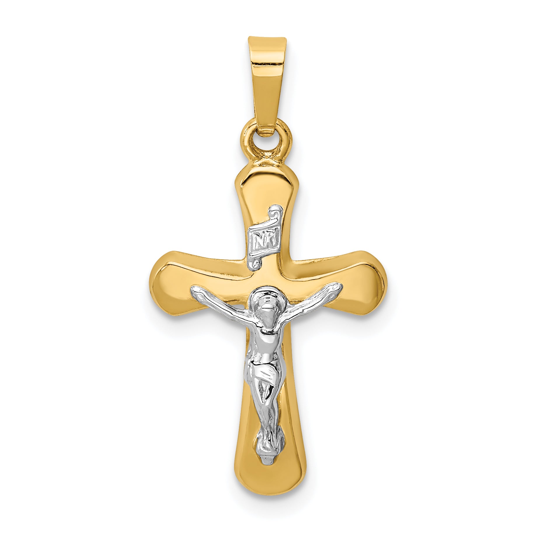 14k Two-tone Polished Rounded Cross Pendant Main image
