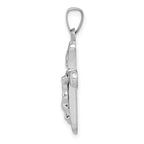 14K White Gold Polished INRI Rounded Crucifix Pendant