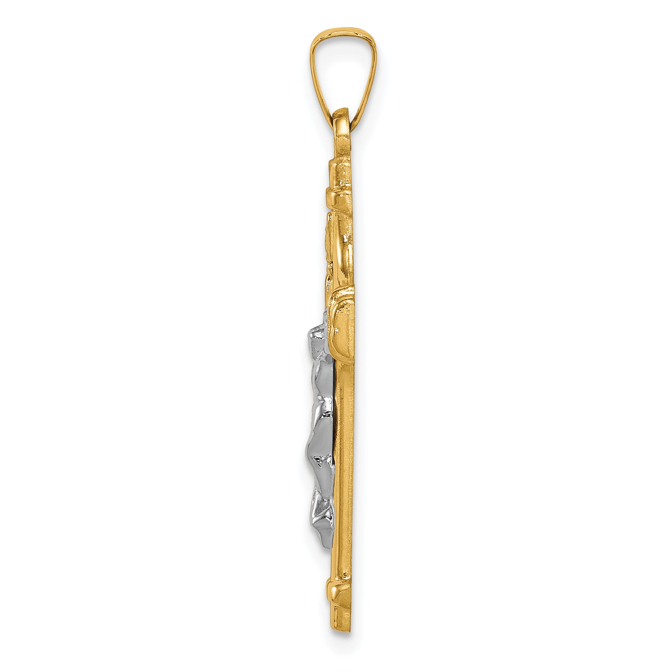 14K Two-tone Polished INRI Crucifix Pendant Secondary image