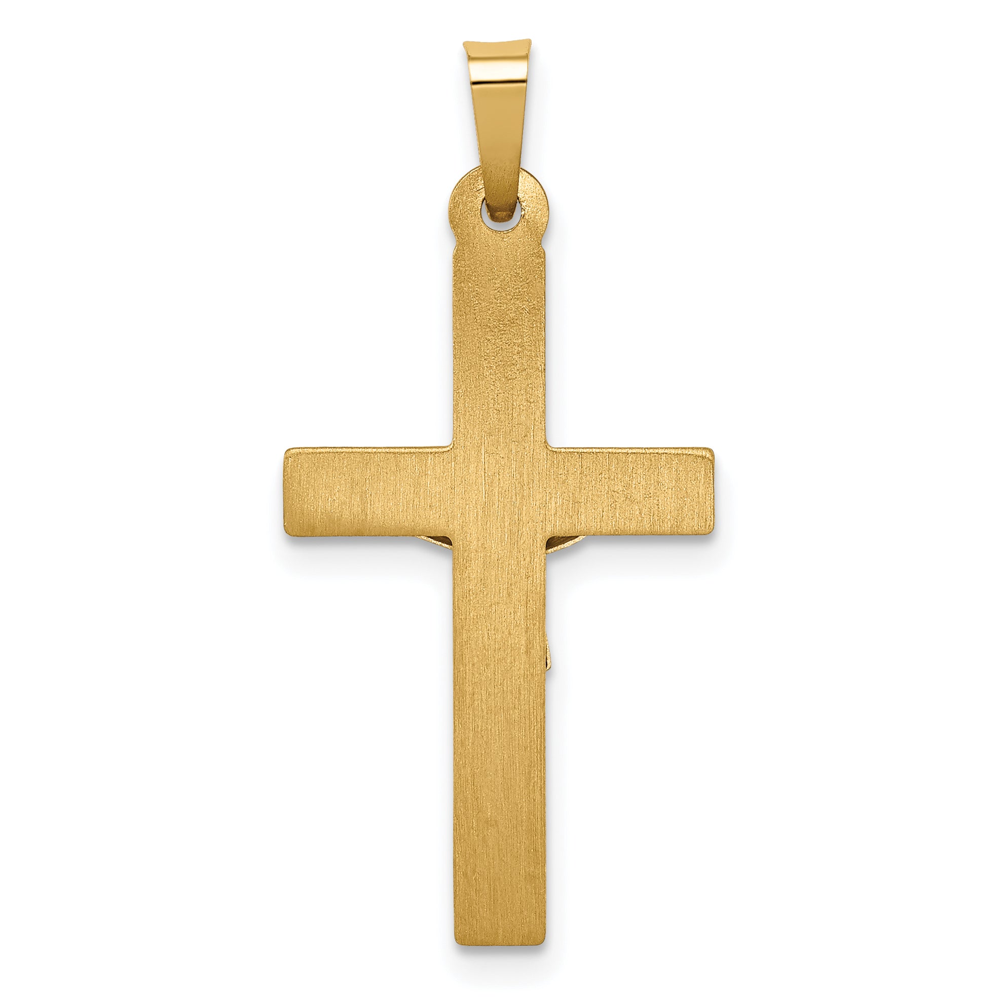 14K Two-tone Polished Lattice Textured INRI Crucifix Pendant