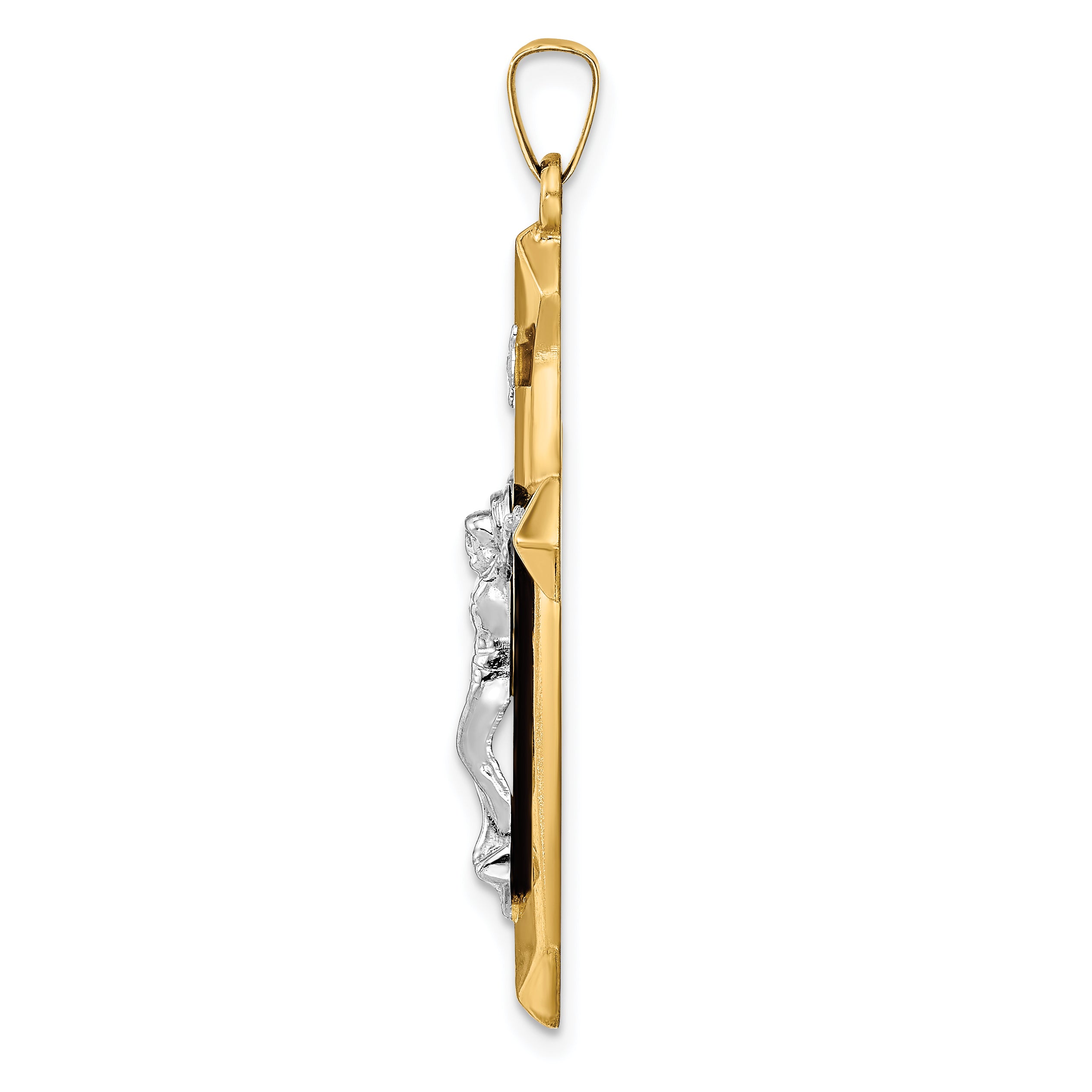 14K Two-tone Polished INRI Crucifix Pendant Secondary image