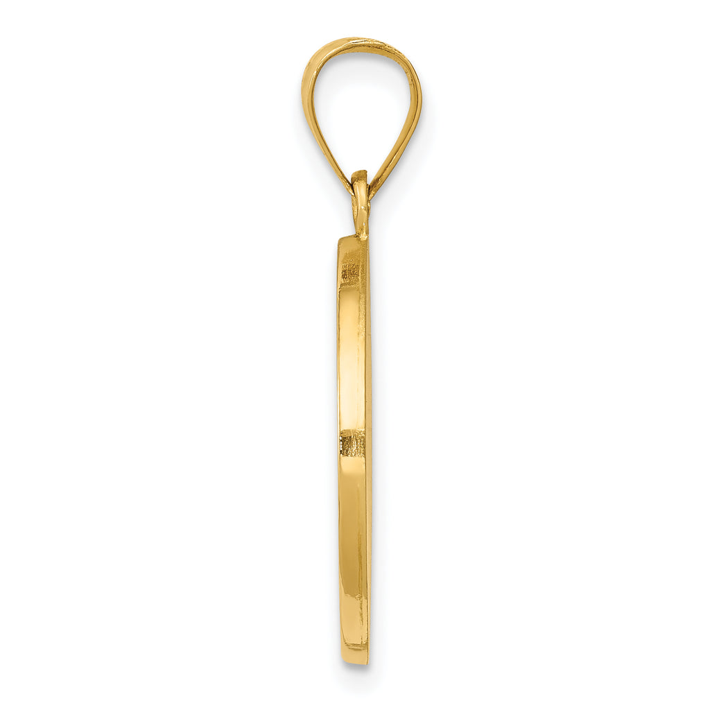 14K Polished & Satin Hollow Divino Nino Round Medal Pendant