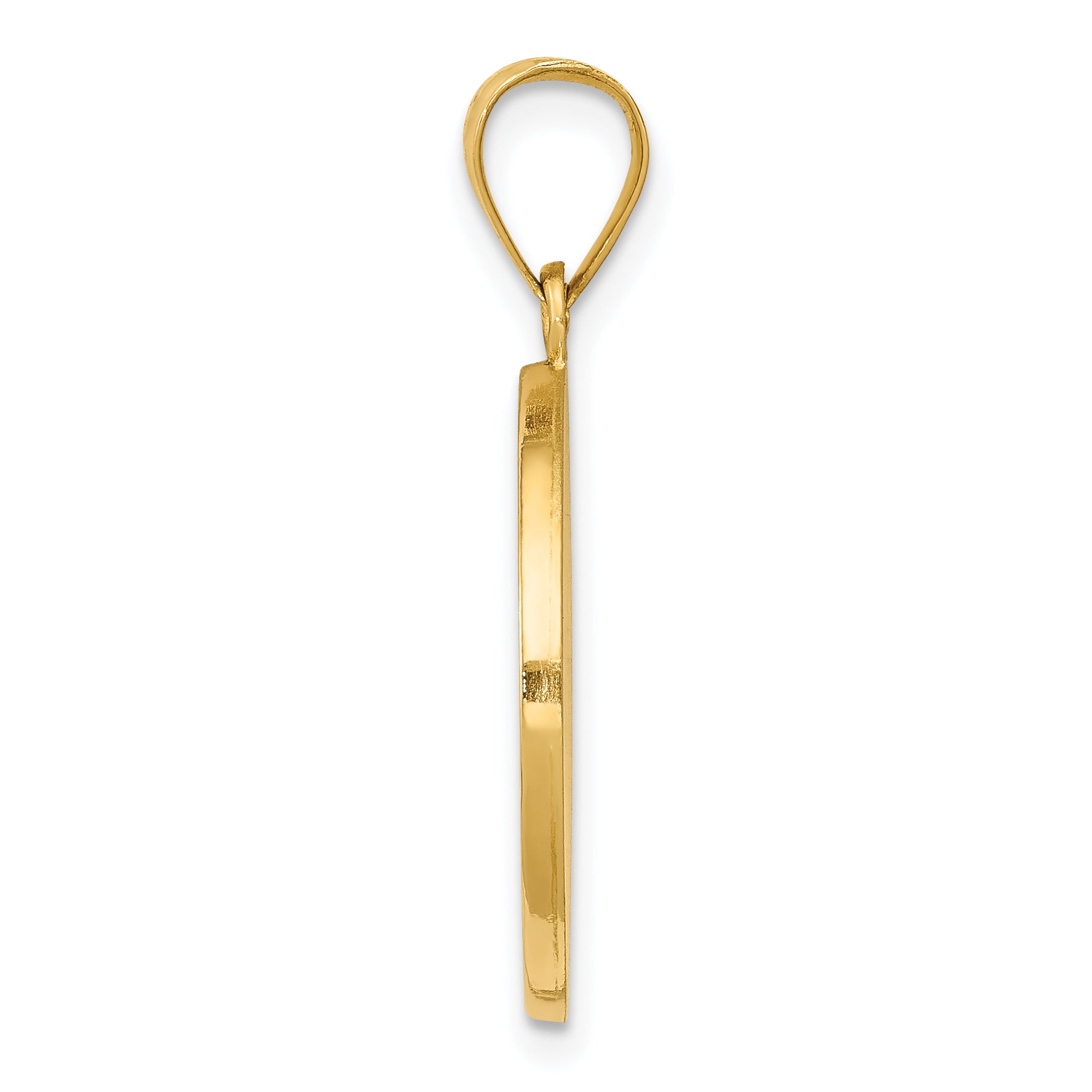 14K Polished & Satin Hollow Divino Nino Round Medal Pendant