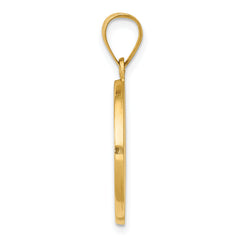 14K Polished & Satin Hollow Divino Nino Round Medal Pendant