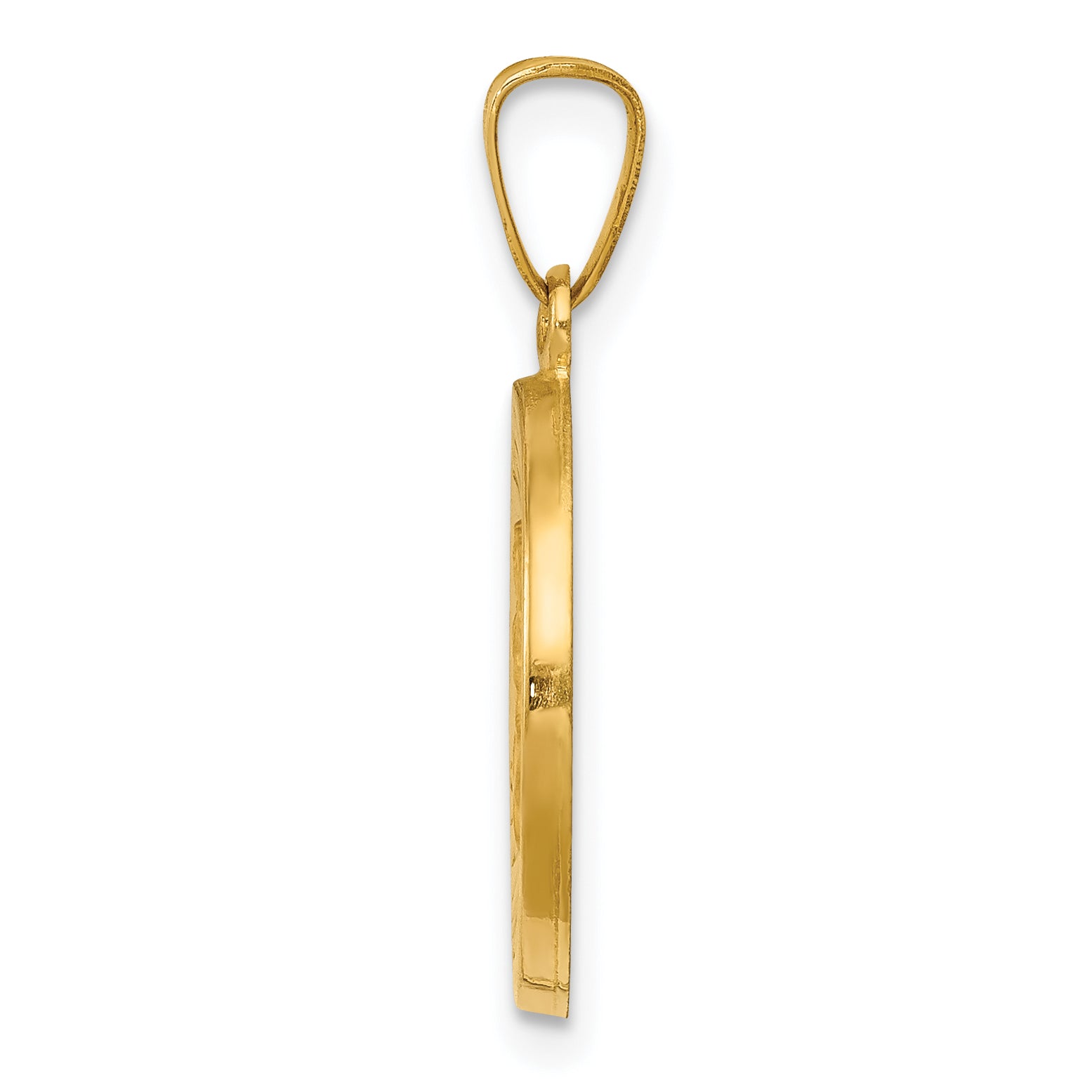 14K Polished & Satin Hollow Divino Nino Round Medal Pendant