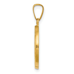 14K Polished & Satin Hollow Divino Nino Round Medal Pendant