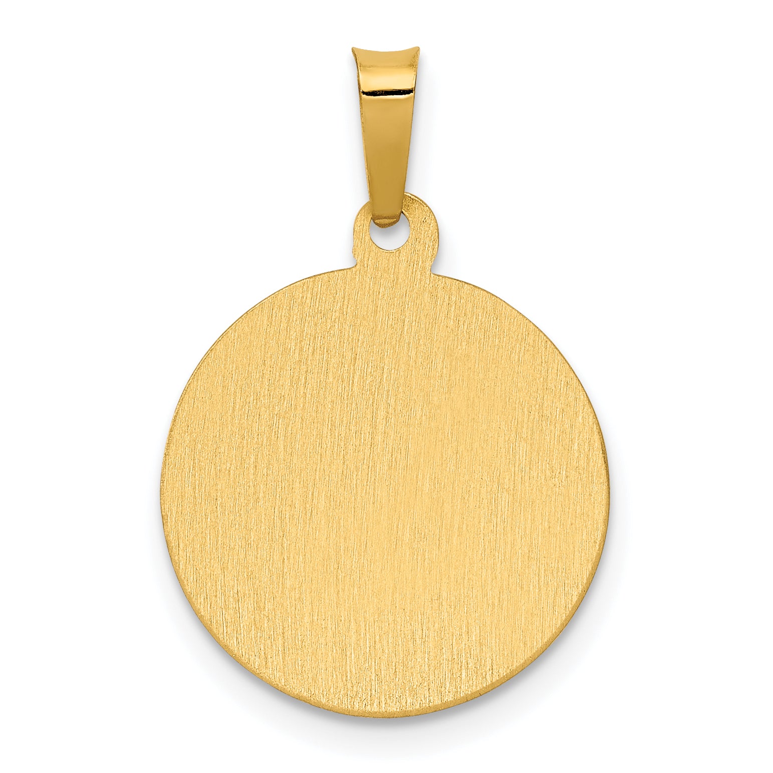 14K Polished & Satin Hollow Divino Nino Round Medal Pendant