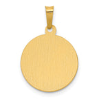 14K Polished & Satin Hollow Divino Nino Round Medal Pendant